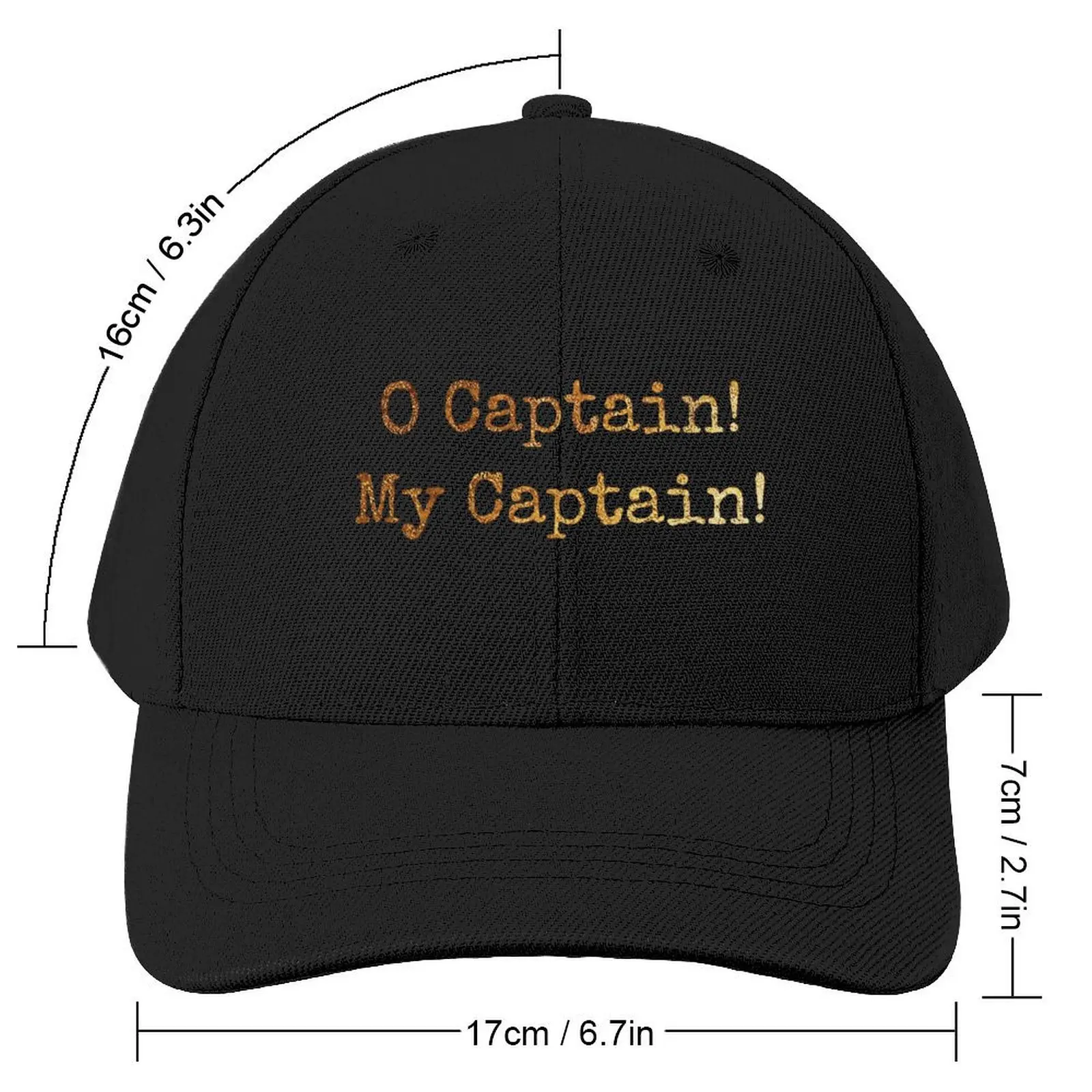 O Captain! My Captain! Quote with distressed gold texture Baseball Cap Anime Horse Hat Men Luxury Brand Women's