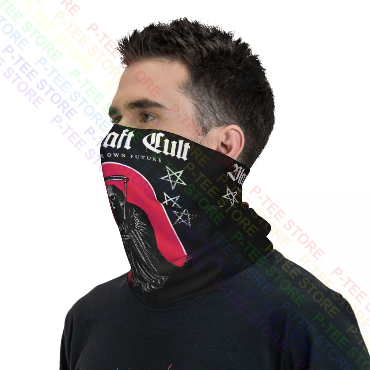 Blackcraft Cult Red Grim Reaper Gothic Punk Satanic Pentagrams Neck Gaiter Bandana Scarf Face Mask Camping