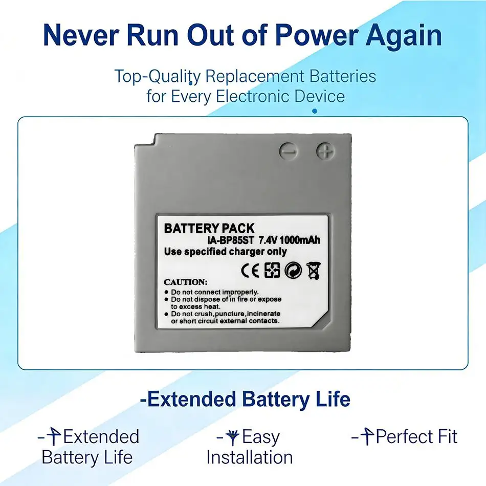 

Аккумулятор для камеры BP-85ST с отличной работой при низких температурах, 1000 мАч, для Samsung SMX-F34, F30, VP-MX10A, HMX20C, MX25E