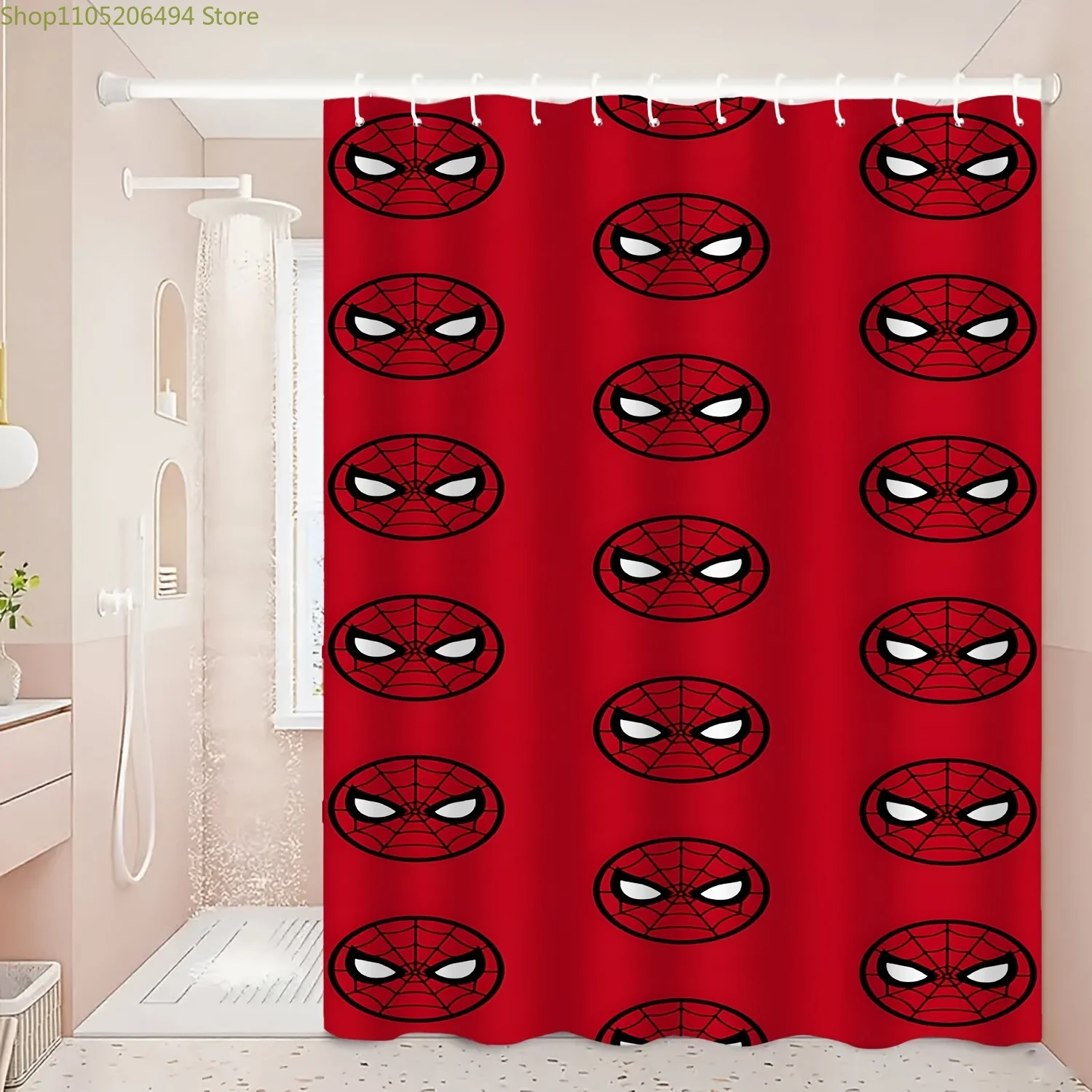 

A Printed Shower Curtain Featuring a Spider-Man Design, Made of Durable Polyester Fabric, Suitable for Cozy Home Bathrooms And