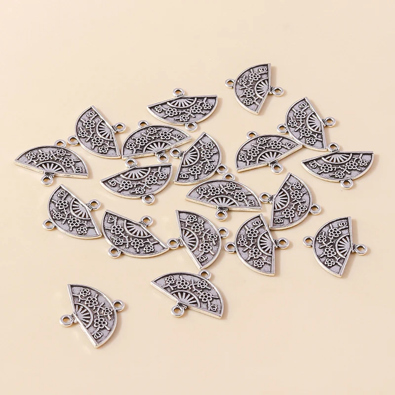 Leslie 20 Stück 14*15mm Doppelloch-Kirschblüten-Anhänger aus Legierung für DIY Handgemachte Halsketten, Armbänder, Ohrringe, Schmuckherstellung – Detail 1
