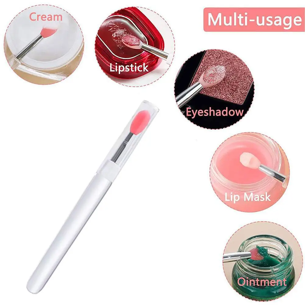 1/2/4/5pcs Pennello per labbra in silicone piatto portatile riutilizzabile con coperchio Morbido multifunzione Balsamo per le labbra Applicatore Rossetto Strumenti per l'applicazione
