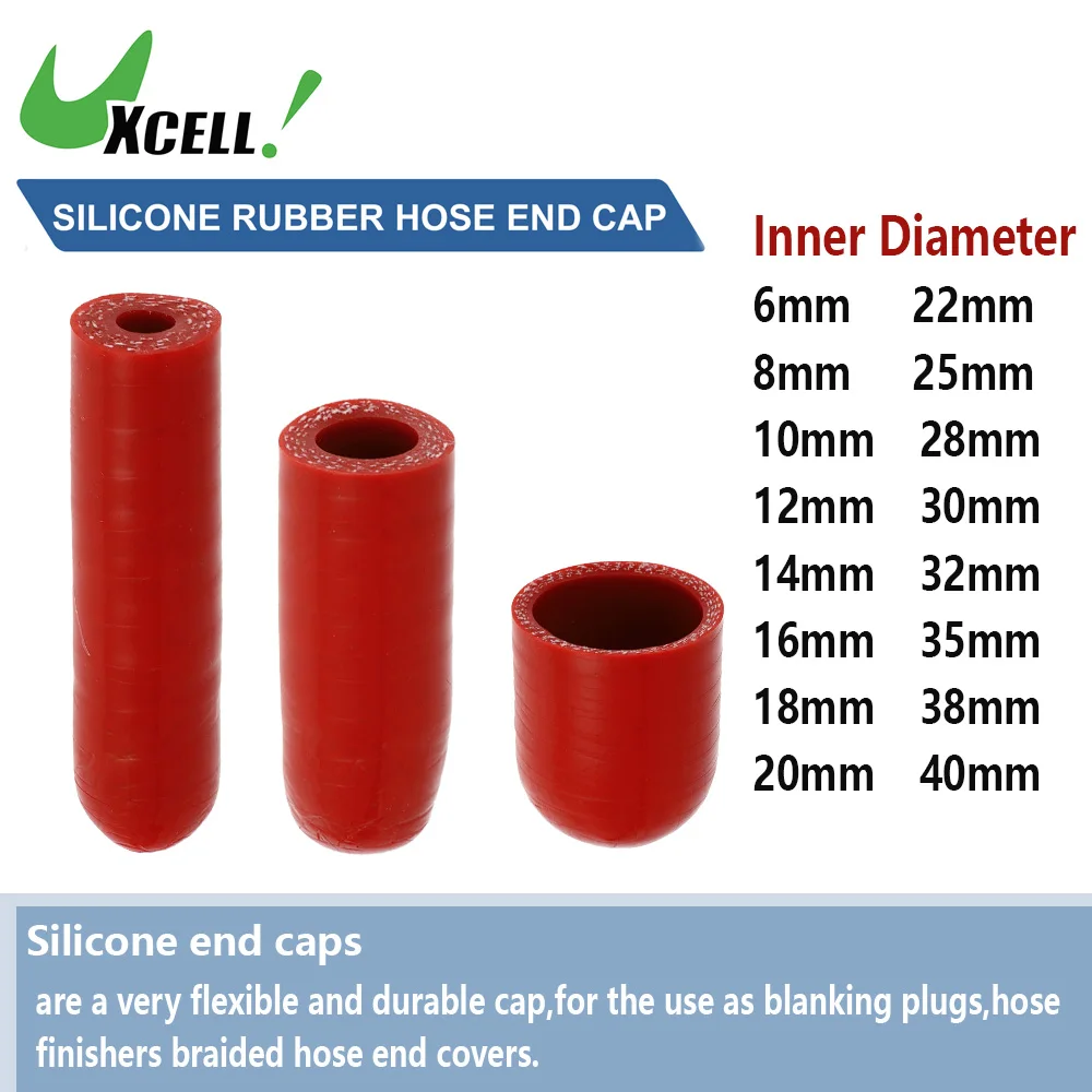 

UXCELL Car Silicone Hose End Cap Universal 6mm-40mm ID 50mm Length Red High Temperature Resistance Automobiles and Spare Parts
