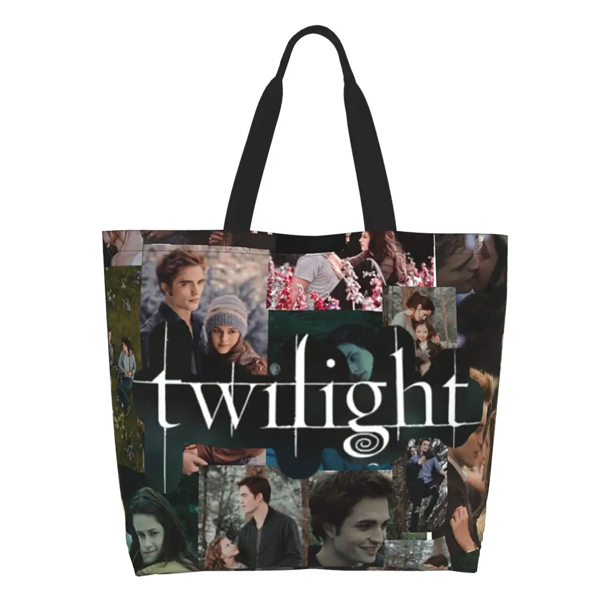 Edward Cullen Twilight Shopping Tote Bag Canvas Large Capacity Shoulder Bags Shopper Grocery Handbag for Women