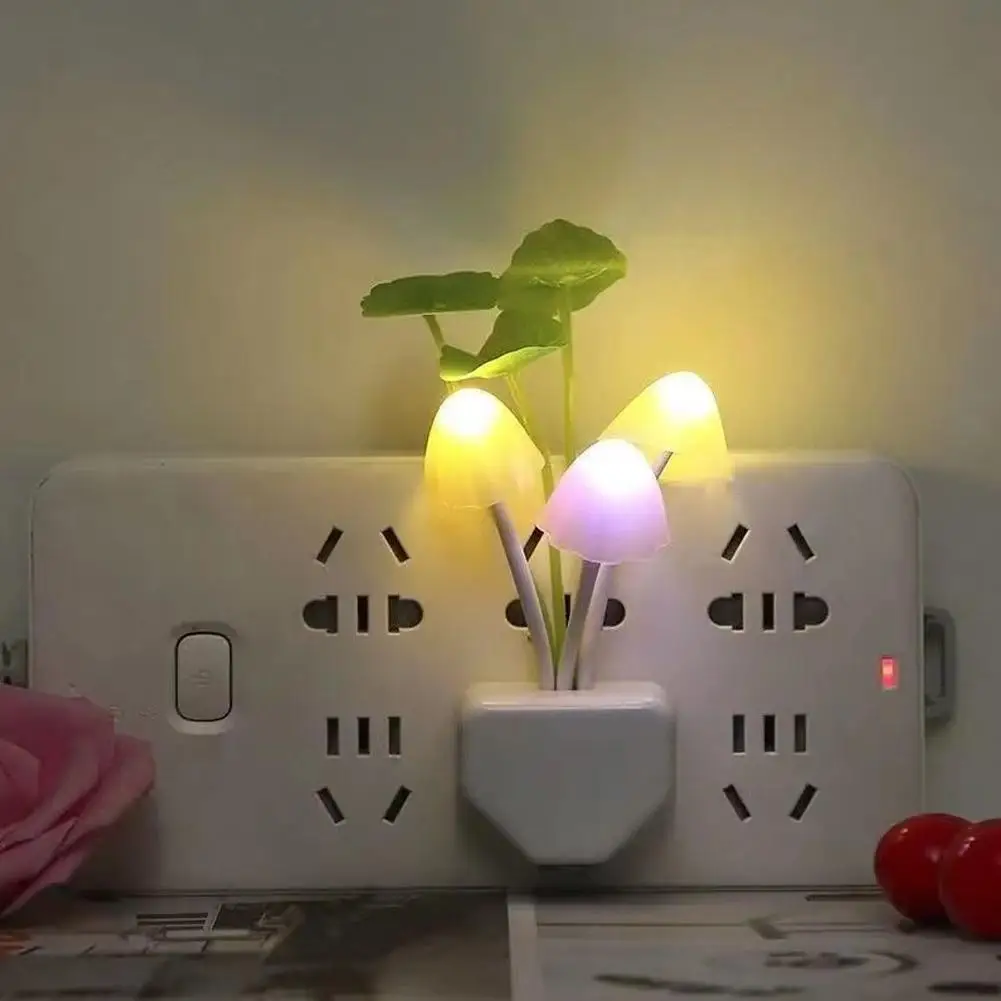 Sensor Led Night Light Color Changing Plug-in LED Mushroom Wall Dream Decor Kids Home Light Lamps Adults Lamp Bed Bedroom R6S4