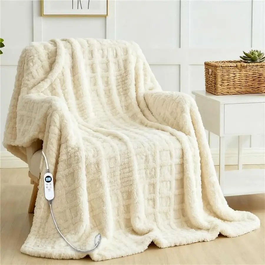 

Blanket Electric Throw, 50X60 Waffle Heating Blanket with 12 Heat Levels, Fast Heating Blanket with 112 Timer Settings, Overheat