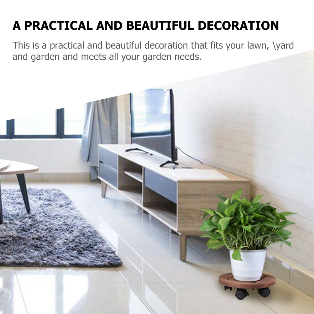 

Wooden Universal Wheel Mobile Flowerpot Tray 30cm Plant Movable Pot Trolley Rolling Garden Indoor Storage Rack