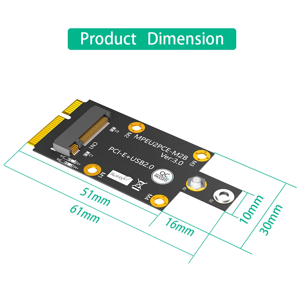 Dual NANO SIM Card Slot M.2 Key B to Mini PCI-E Adapter for 3G/4G/5G Modules