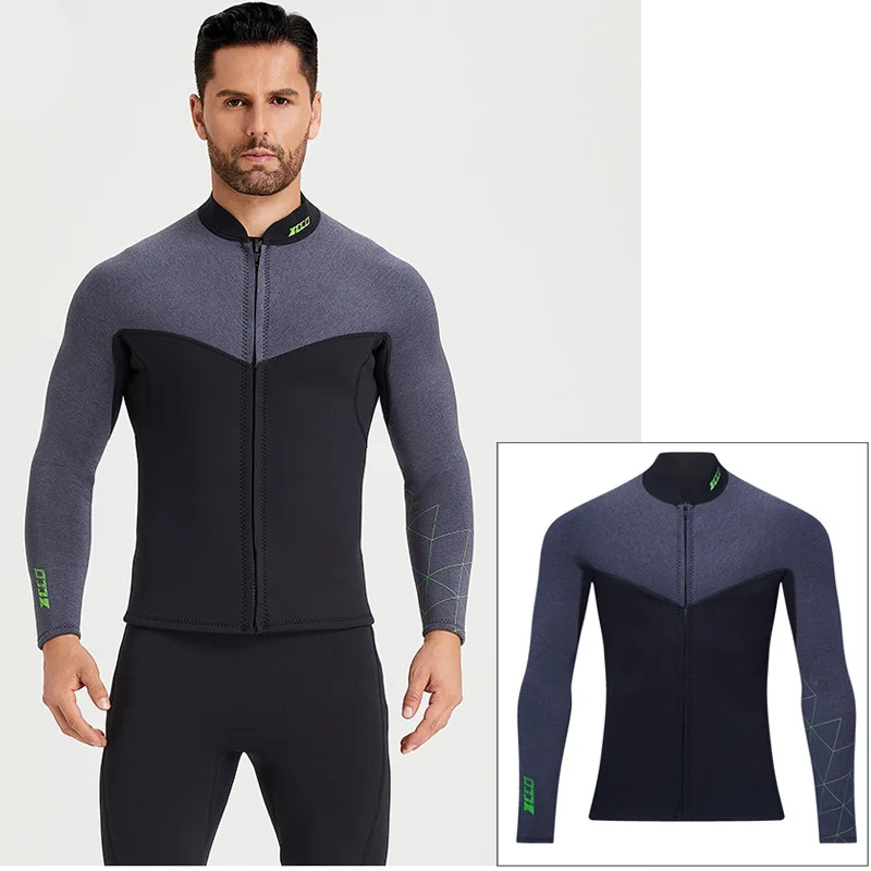 Wetsuits Top Jacket Women Men 3mm Neoprene Long Sleeve Shirt Front Zipper Vest Wet Suit Keep Warm for Adult Youth Diving UPF50+