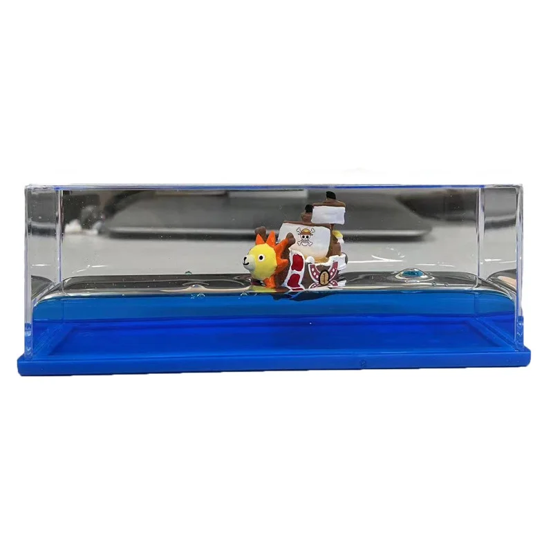 One Piece Schwimmende Driftflasche 3D-Schiff Go Merry Thousand Sunny Flüssiges Boot in Flasche Heim-Desktop-Deko Anime-Sammlung für Erwachsene