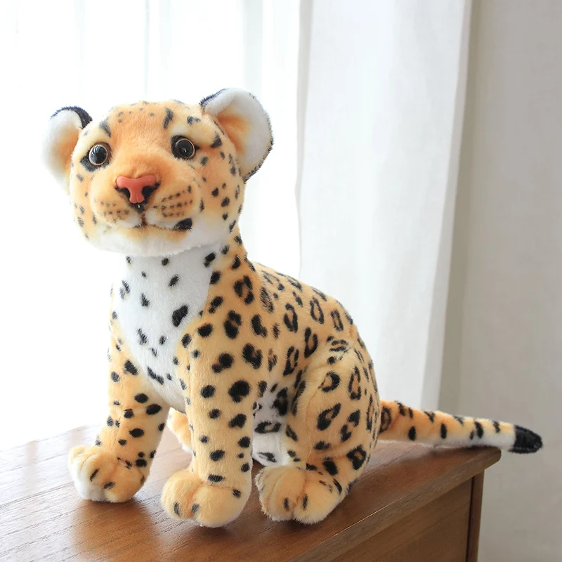 Jouet en peluche léopard de Simulation de haute qualité, Animal de compagnie Lion Kawaii, poupée panthère noire, cadeau d'anniversaire pour bébé, jouet en peluche doux