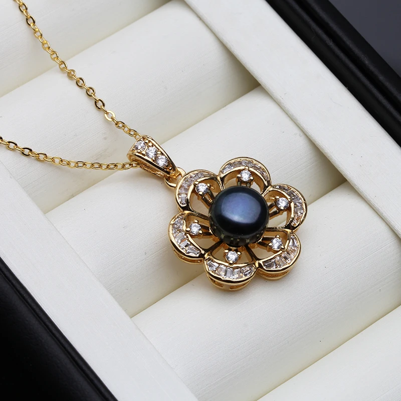 

New Black Natural 925 Silver Pearl Pendants Women,Freshwater Pearl Pendant Wife Mother Birthday Gift White Purple
