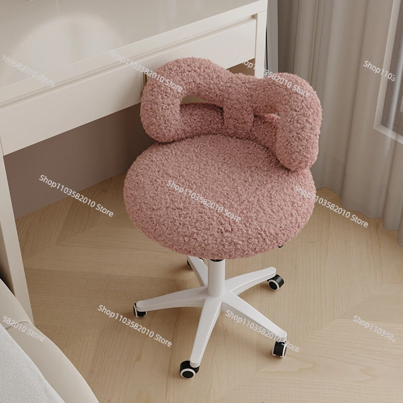 Lift Swivel Make-up Chair Girls Bedroom Cream Wind Bow Dressing Stool Computer Chair Manicure Backrest Chairs Camping Home