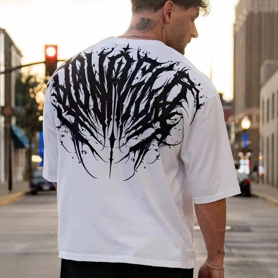 

LA American style new men's T-shirt for summer men's casual loose fashion brand printed cotton short sleeved sports T-shirt