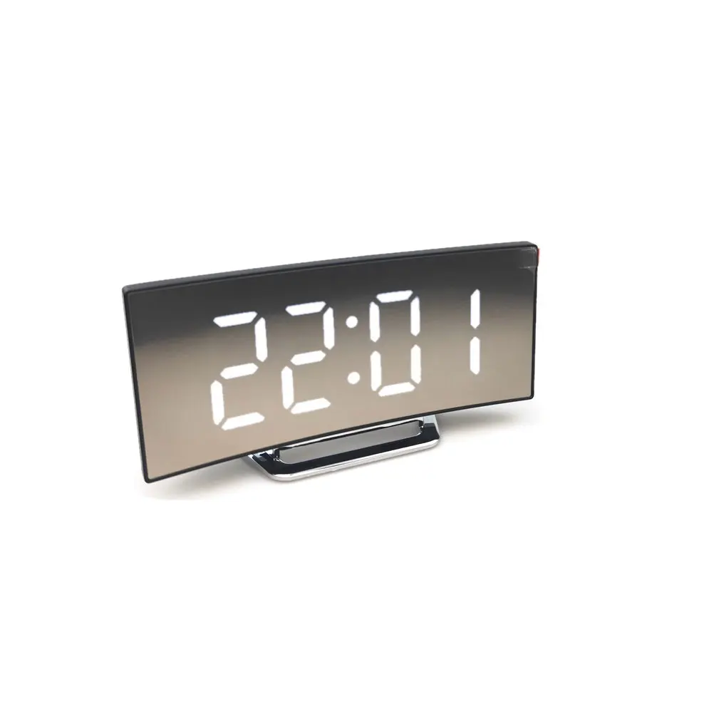 

LED Alarm Clock Large Screen Mute Practical Digital Mirror Clocks Stable Base USB Bedside Clock Home Decor LED Mirrors Large