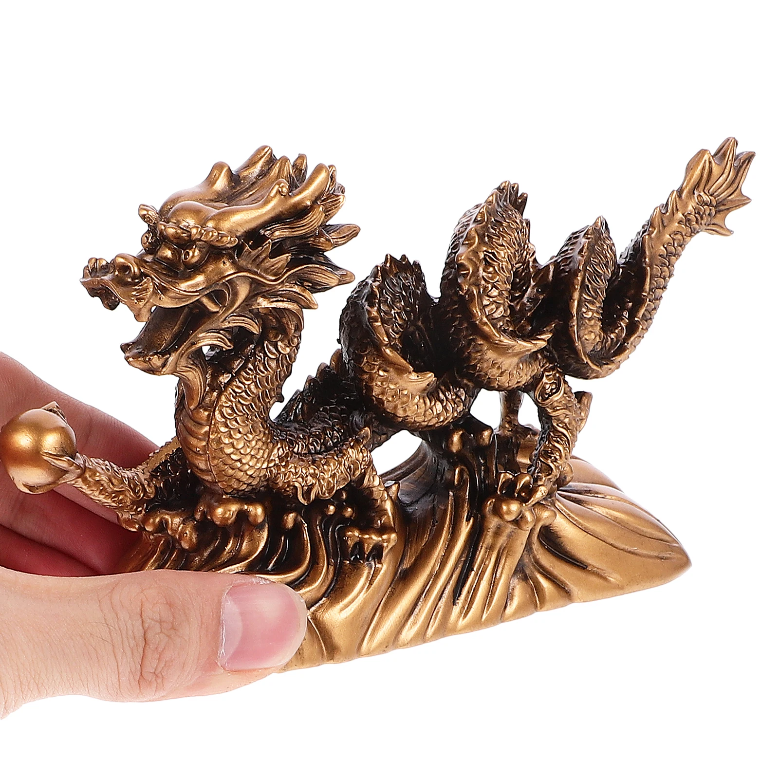 

Imitation Copper Dragon Ornaments Decorations Home Chinese Figurine Lunar New Year Resin Standing Statue Office for