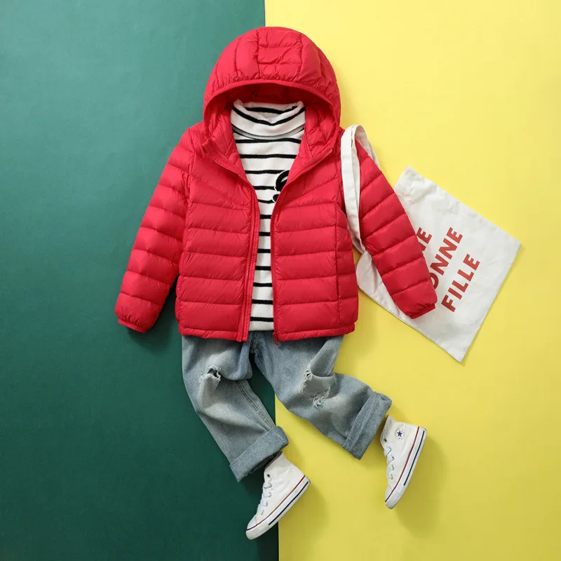 0-10℃ Kids Ultra Light Duck Down Jackets 2024 New Autumn Winter Hooded Jacket for Boys Girls Child Children Warm Puffer Outwear