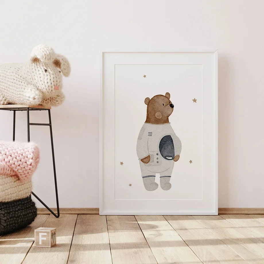 Boho Cartoon Bear Panda Mouse Balloon Plane Posters Art Prints Canvas Painting Wall Pictures For Baby Kids Room Home Decoration view 4