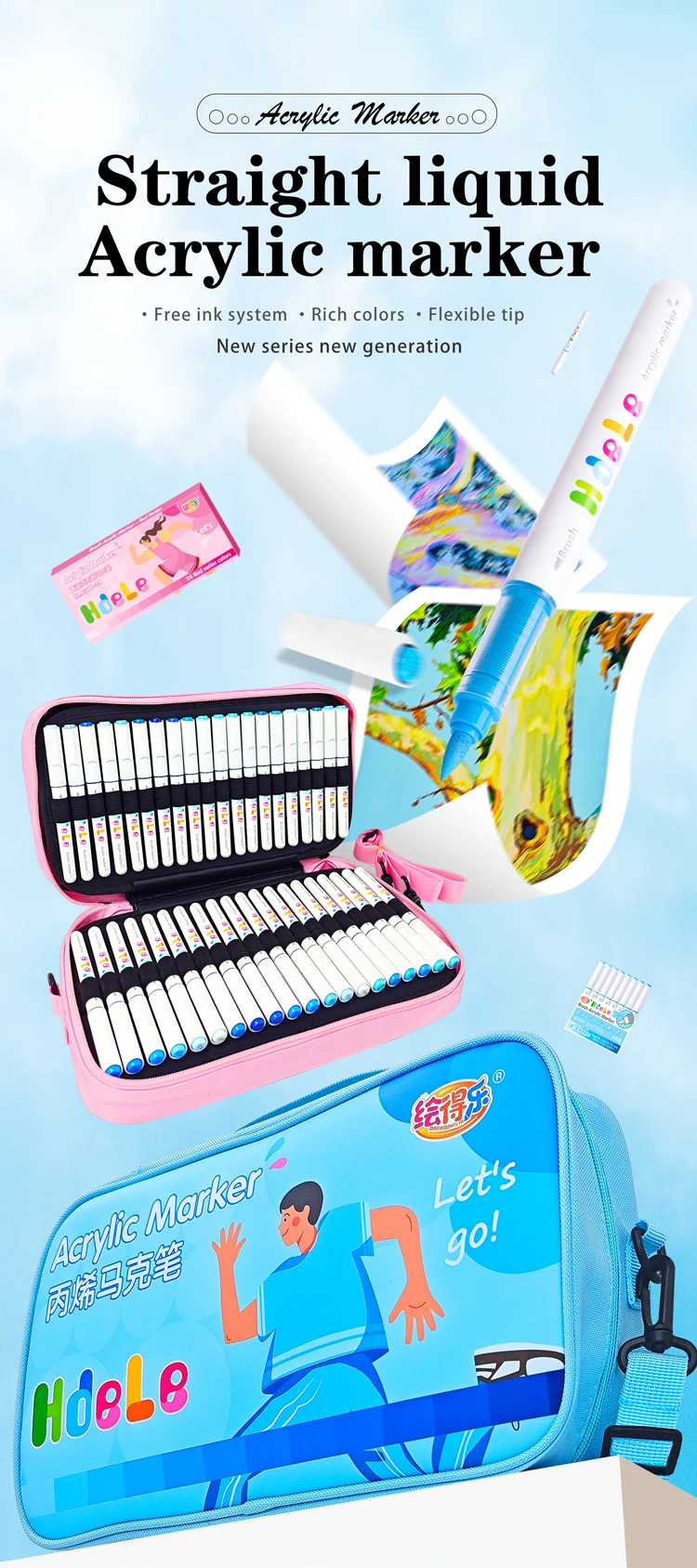 Hdele 120/64/56/8 Farben Pinsel Acryl Marker Stifte Set, Handbuch Schreiben, DlY Graffiti Zeichnung, Student Kunst Acryl Farbe Stifte – Detail 5