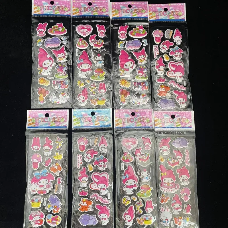 Kawaii HelloKitty stickers three-dimensional 3D bubble stickers cute cartoon Melody mobile phone decoration stickers for girls