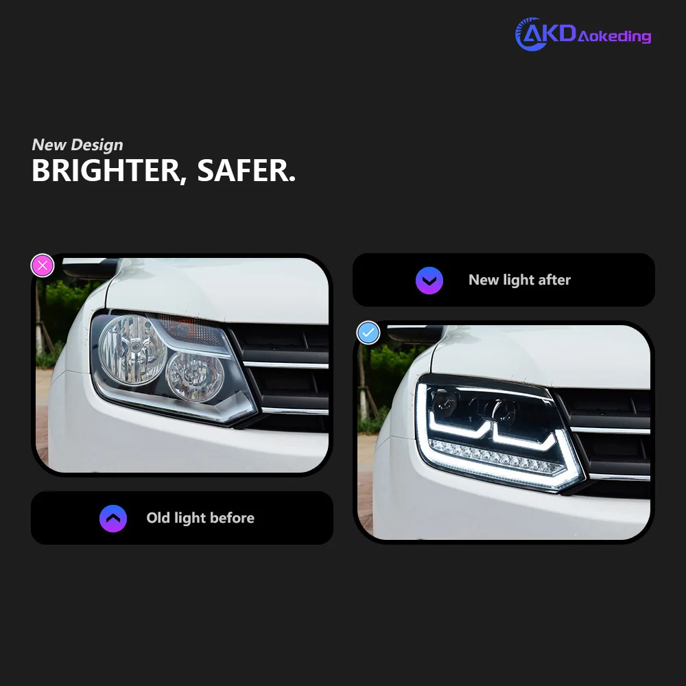 Faros delanteros de coche para VW Amarok, faros LED 2010-2022, faros Amarok DRL, señal de giro, lente de proyector LED de haz alto