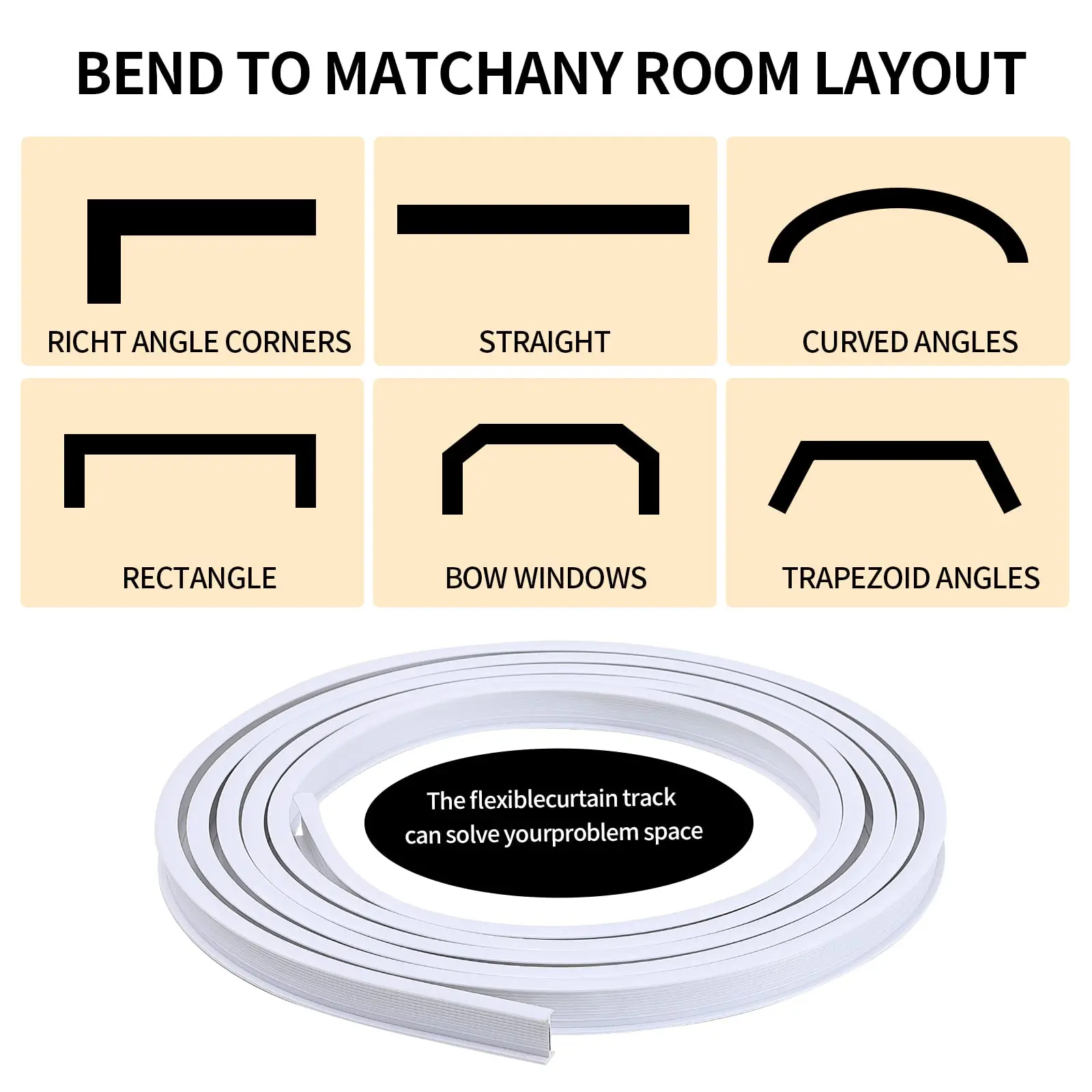 Bendable Ceiling Curtain Track,Ceiling Mount,for Curtain Track with Track Curtain System,RV Curtain Spacer,Curtain Ceiling Track