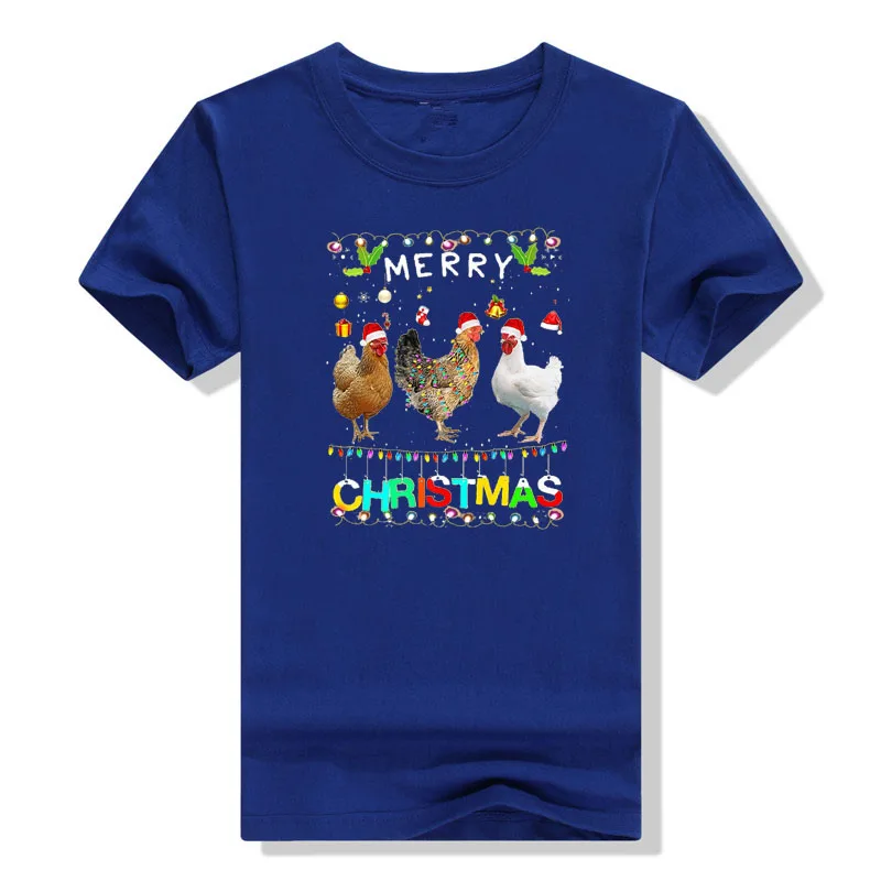 Merry Christmas Chicken Clothes Santa Hat Lights Xmas Costume Funny Premium T-Shirt Gardening Y2k Clothes Holiday Aesthetic Tee