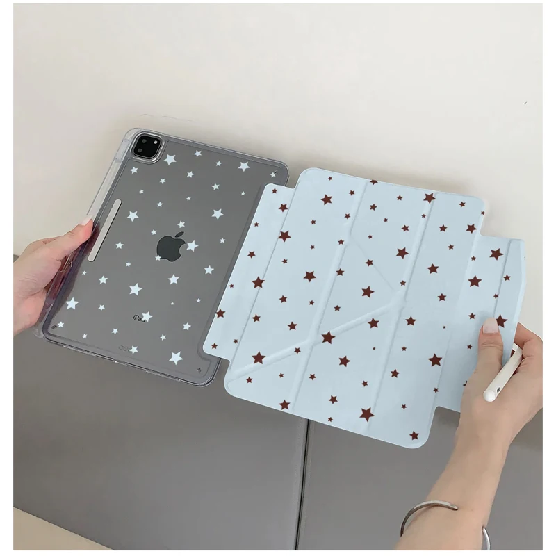 

Blue Full Screen Stars Y-Fold Case for iPad 11/Air 7/6/5/10.9” & Mini 7 - Shockproof Cover with Pencil Slot Back Case