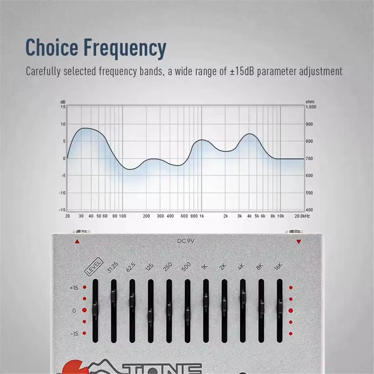 (ABYM) Tone Group 10-Band EQ Equalizer Guitar Low Pitch Effects Pedal QDS-01 with Pedal Control