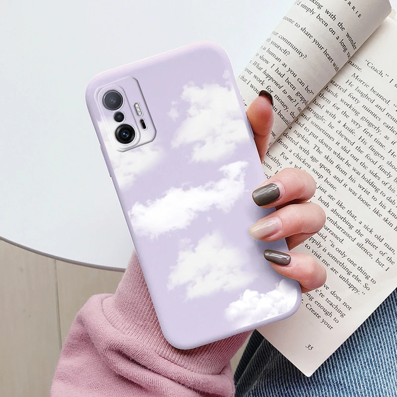 Flower Phone Case For Xiaom Mi 11T 11 T Pro Funda Cute Heart Cartoon Owl Xiaomi 11 Lite 11 Pro Matte Soft TPU Back Cover Bumper