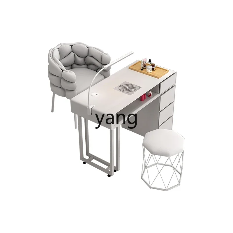 yjq Cream Wind Nail Art Table and Chair Set Single Double Light Luxury Multifunctional Nail Art Table