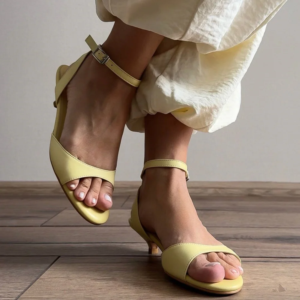 Women's Genuine Leather Kitten Heels Sandals for Summer Events