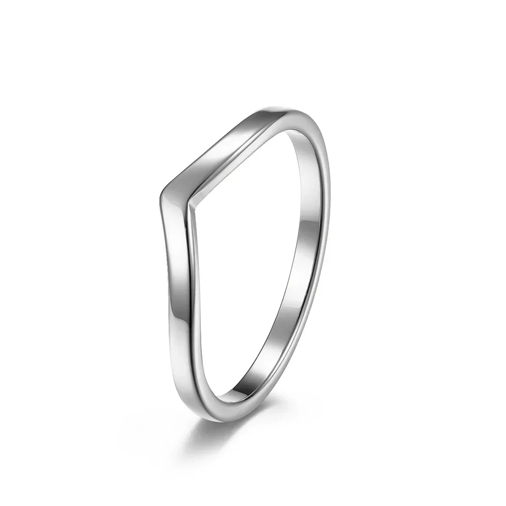 2mm V Shape Stackable Ring Stainless Steel Polished Band Rings for Women Girl Size 5-10 anillos de acero inoxidable para mujer
