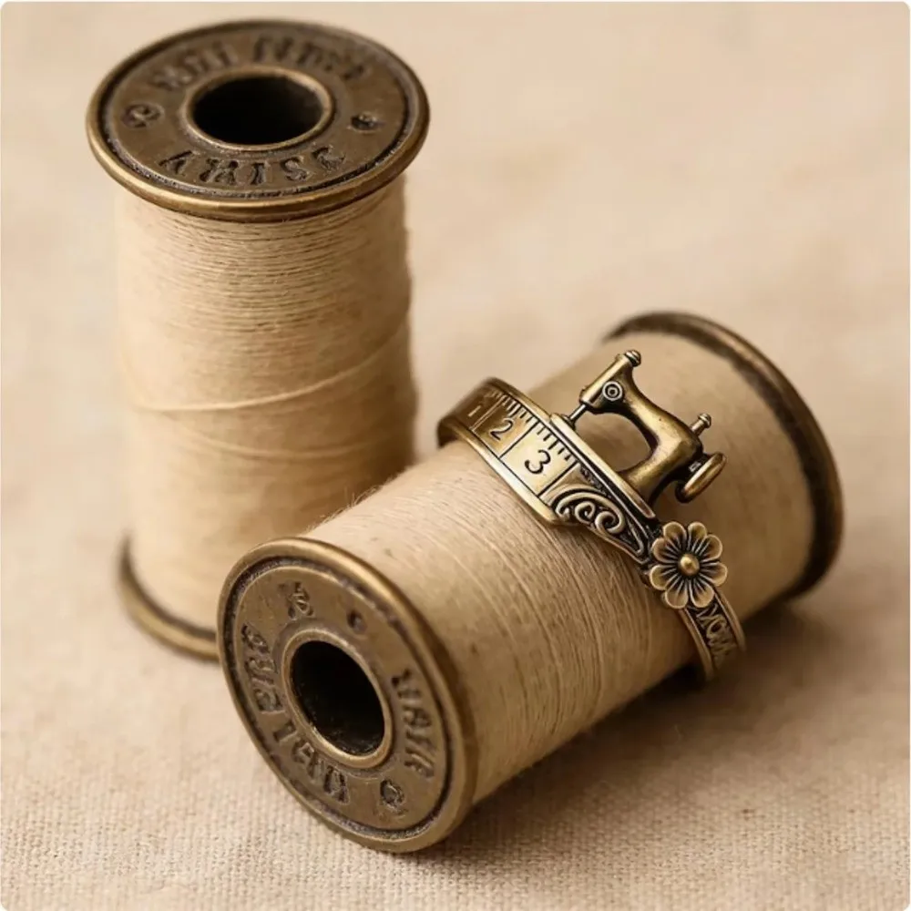 

Creative Alloy Sewing Machine Themed Bracelet Adjustable Timeless Tailoring Design Ring Set Craft Open Cuff Bracelet for Women