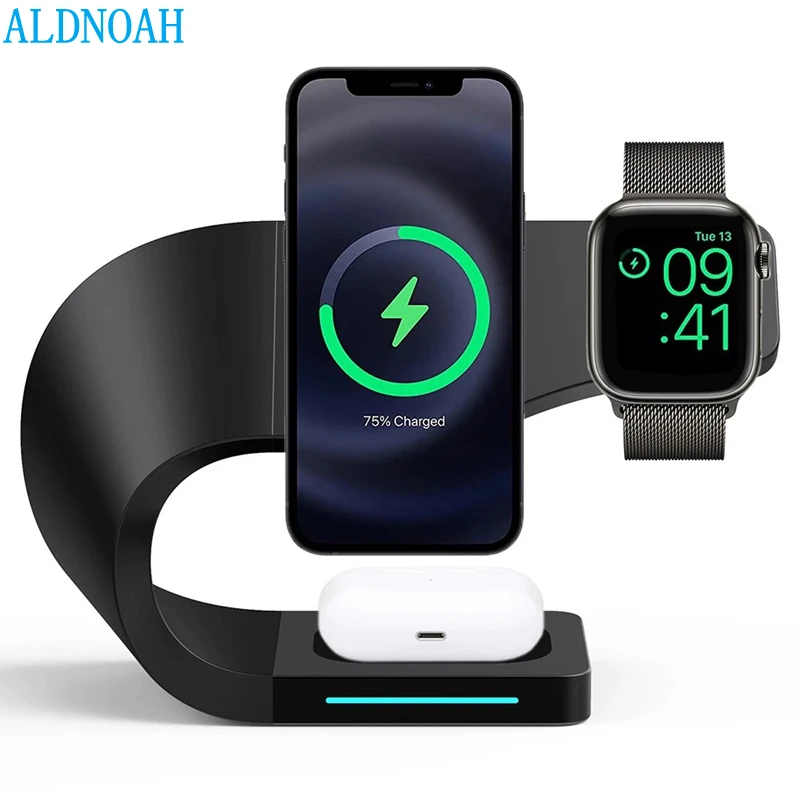 Magnetic 4 In 1 Wireless Charger Dock For IPhone 13 12 Pro Max Mini 15W Qi Fast Charging Station For AirPods 3 Apple Watch 7 6 5