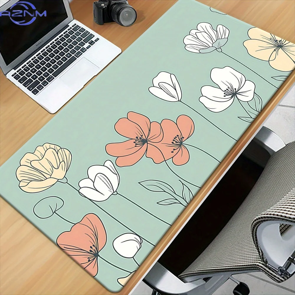 1pc Elegant, Simple, Small, Fresh Flowers Mousepad, Keyboard Gaming Accessories Mouse Mat, Office Computer PC Gamer Laptop Desk