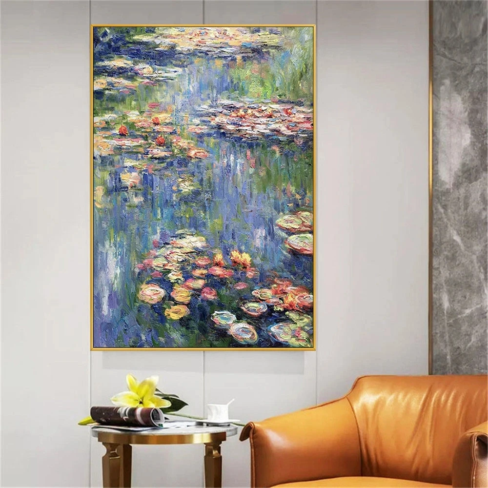 Famous Monet Diamond Painting Abstract Flower Water Lily Lake View Purple DIY Mosaic EmbroIDery  Living Room Decoration Mural