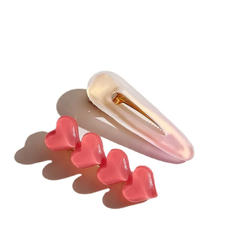 Cute Love Hairpins Girls Korean Frosted Hair Clips Acrylic Fashion Barrette Trendy Girls Hair Accessories Jewelry Pins