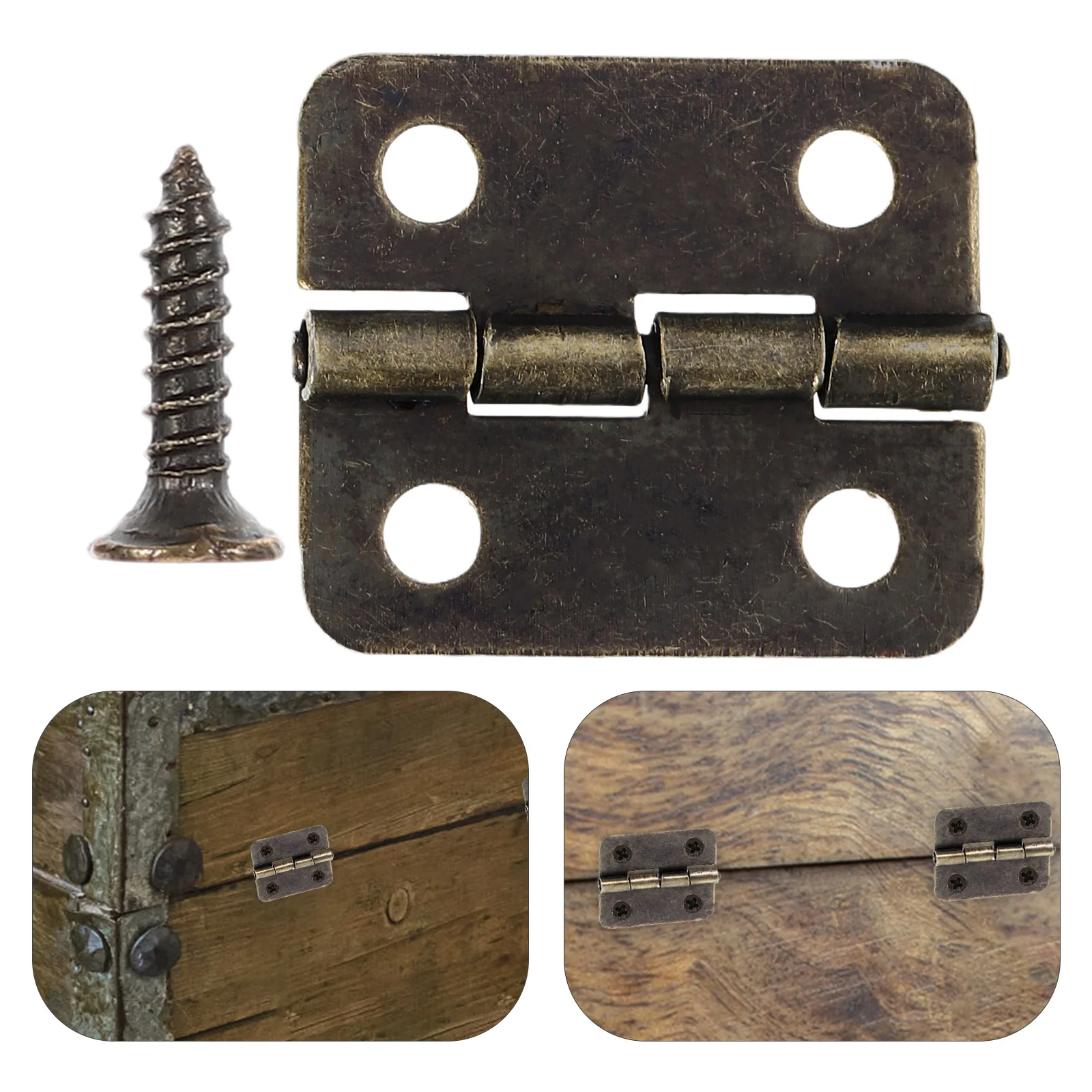 

100Pcs Bronze Iron Hinges for Wood Boxes DIY Craft Projects Vintage Style Cabinet Hardware Retro Door Joint Fixings