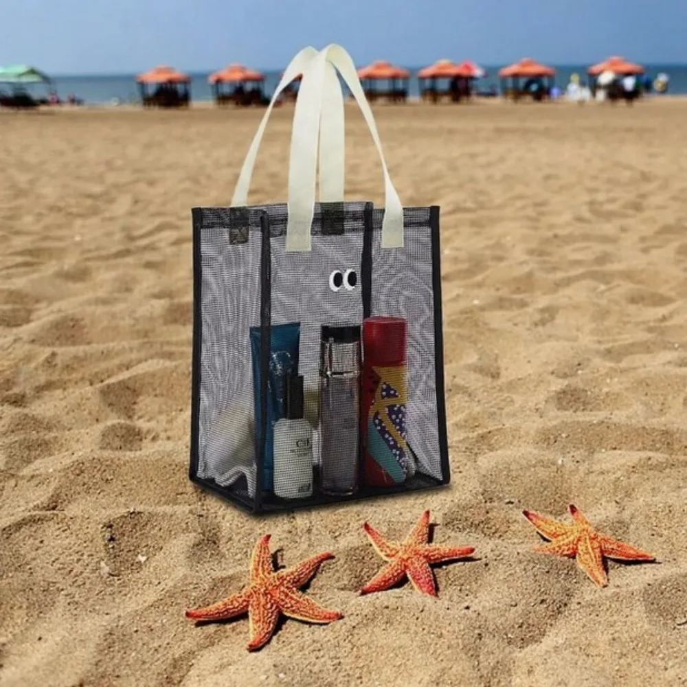 Fashion Mesh Fabric Summer Beach Bag Eye Printing Dacron Casual Handbag Shopping Shoulder Bag