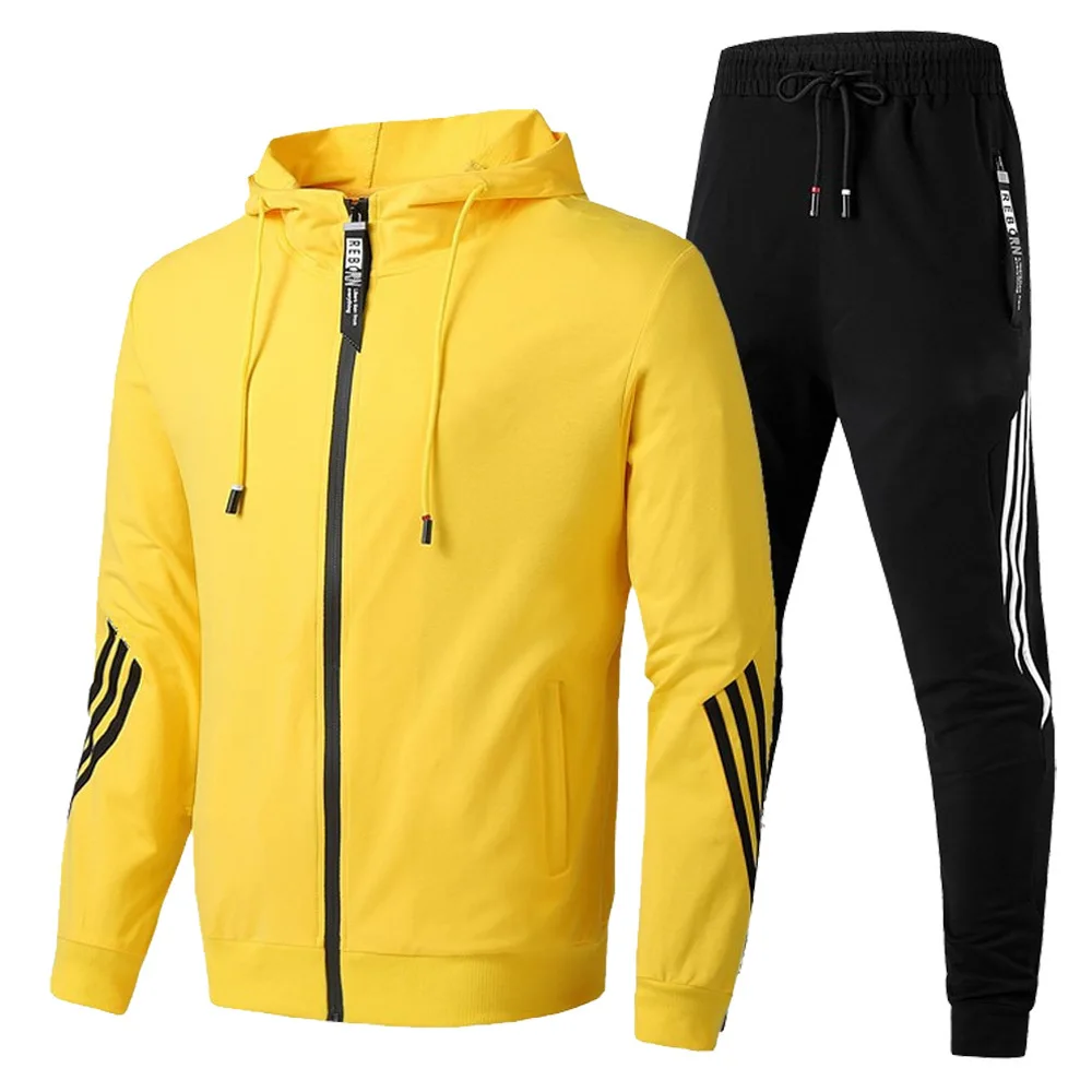 Men Tracksuit 2 Pieces Sets Hooded Sweatshirt +Drawstring Pants Male Hoodies Running Sportswear Men Women Autumn Sportwear