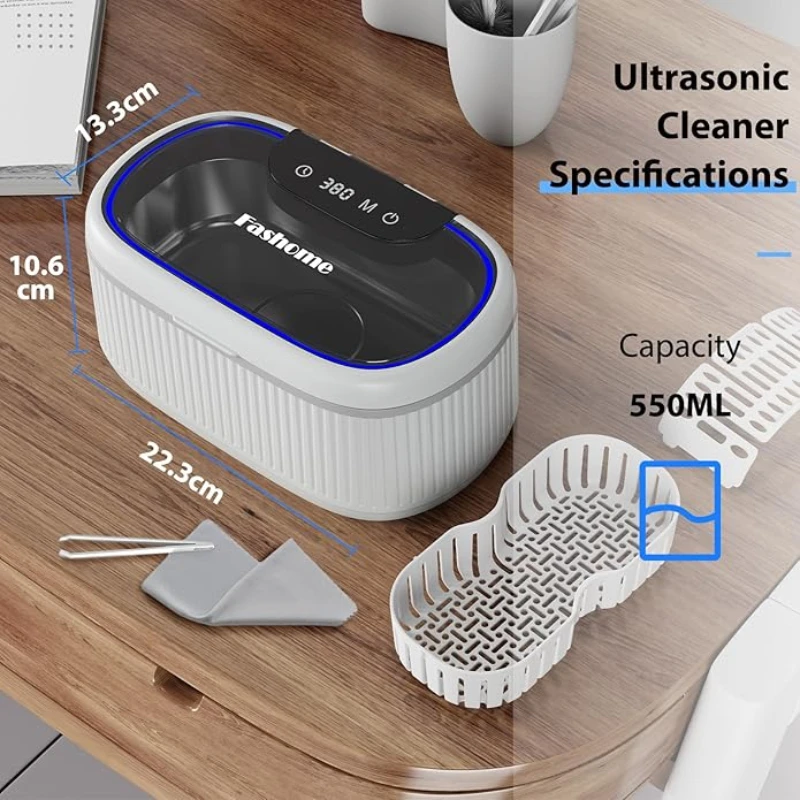 Multi-function Ultrasonic Jewelry Cleaner Touch Operation 45kHz Stainless Steel 360° Deep Cleaning Machine For Glasses, Watches