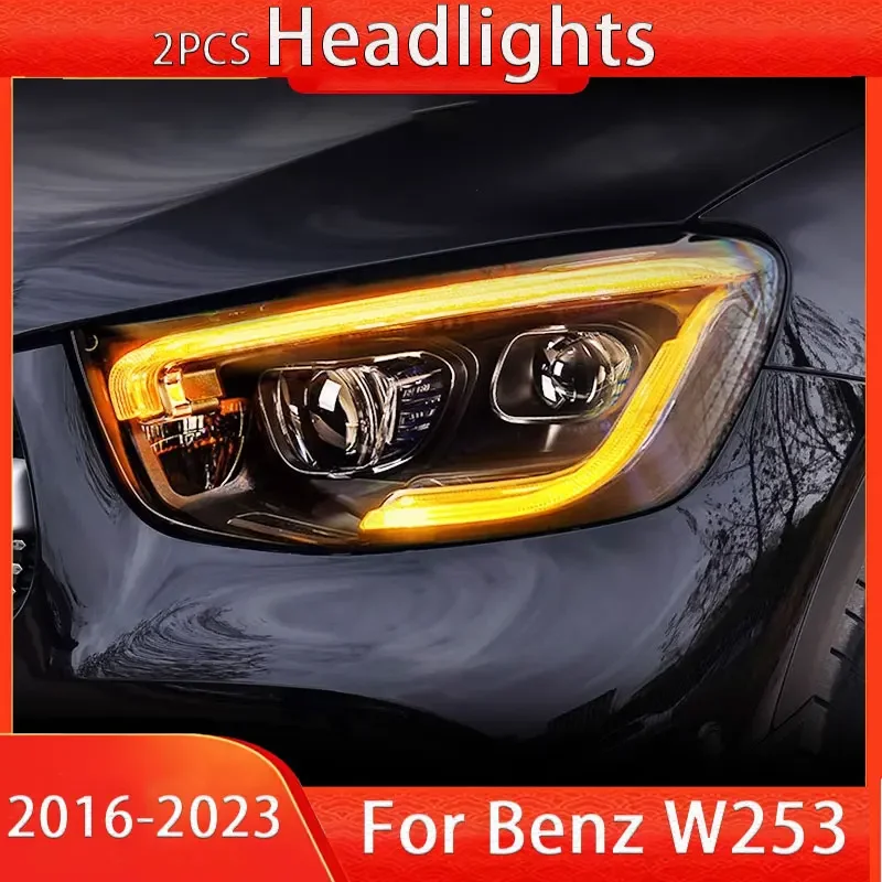 

2 шт. светодиодные фары в сборе для Mercedes Benz GLC 2016-2022 W253, модифицированные дневные ходовые огни высокой яркости
