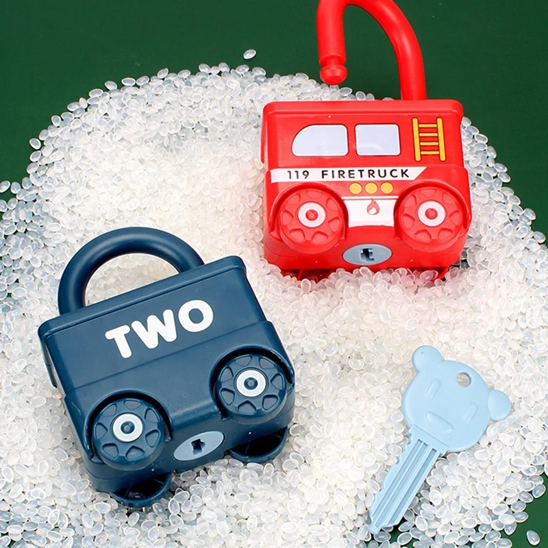 1 Set Key Car Toys + Lock And Key Car Toys Multicolor With Numbers And Vehicle Names Early Learning Toys