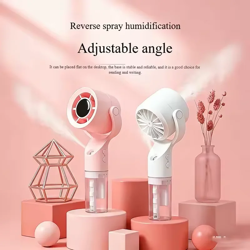 Mini Handheld Spray Fan Portable Adjustable Angle Water Spray Mist Fan Outdoor Fan Cooling Tools Ventilation Fan ﻿