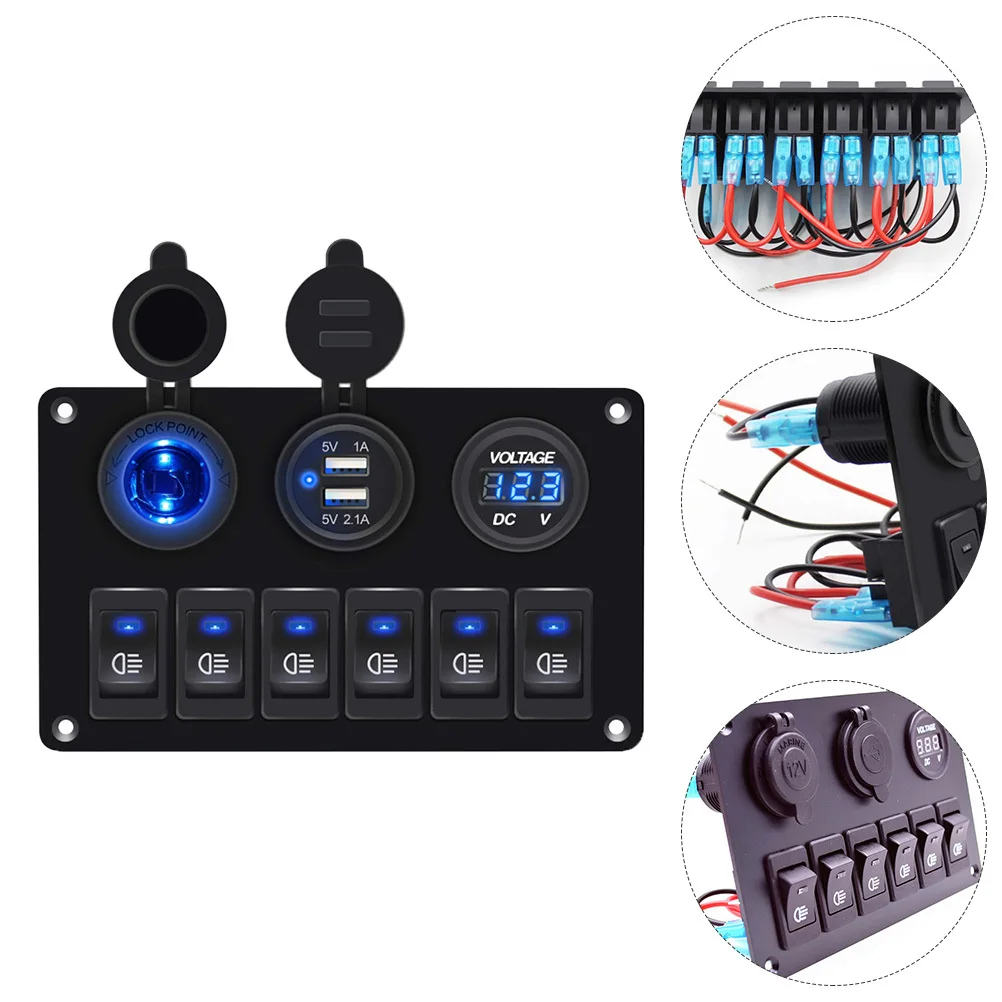 1Pcs Waterproof LED Switch Panel Sturdy Circuit Breaker Rocker Panel with Over Current Protection for Automotive Marine Use