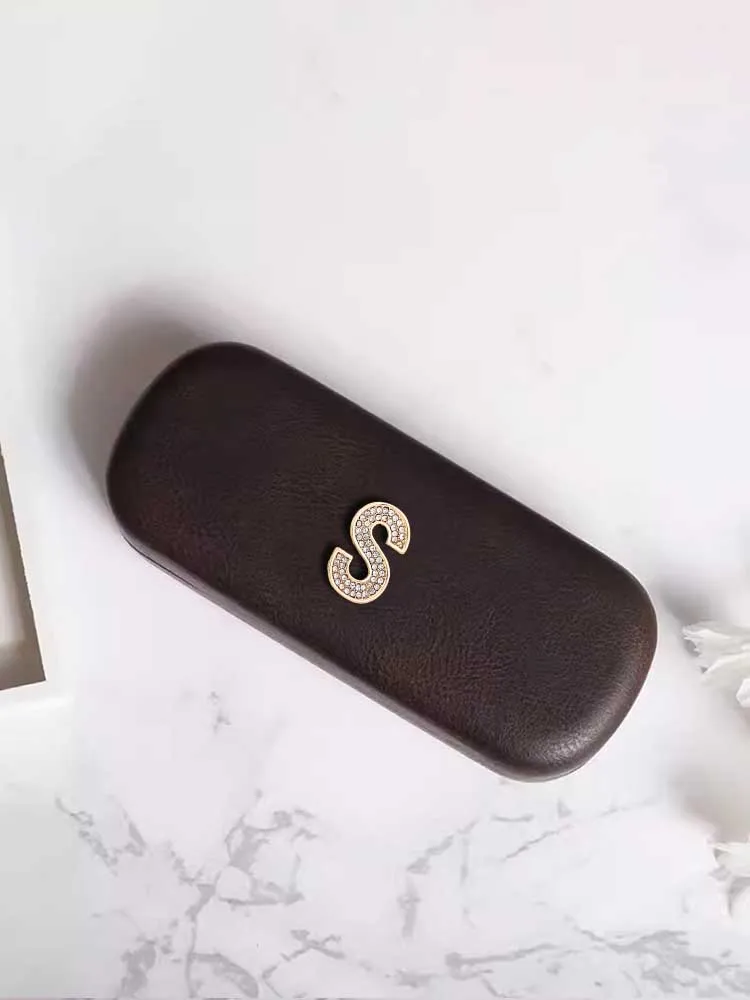 Customized Portable High-End PU Eyewear Case with Large & Pressure-Resistant Personalized Customer NameAlphabet Design: Metal &