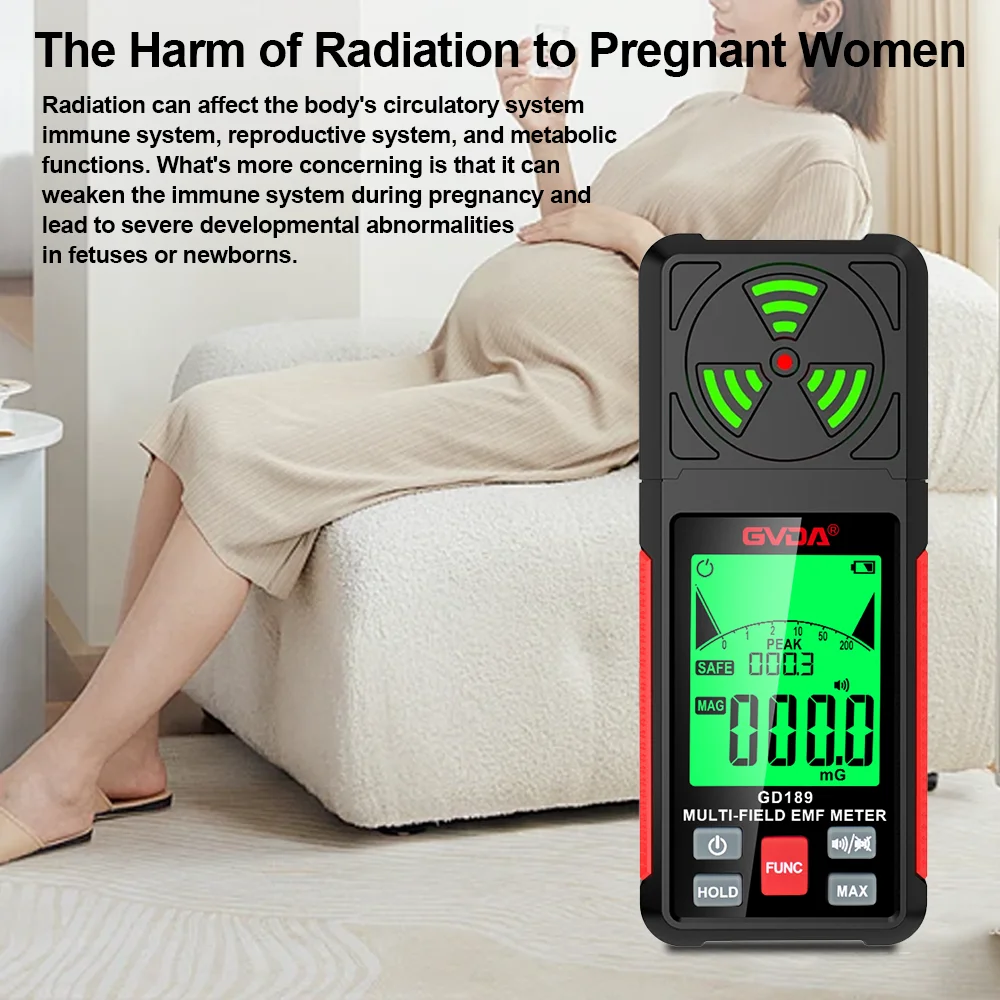 GVDA EMF Meter Portable Electromagnetic Field Radiation Detector Multi-field Radio High Frequency RF Microwave Radiation Tester
