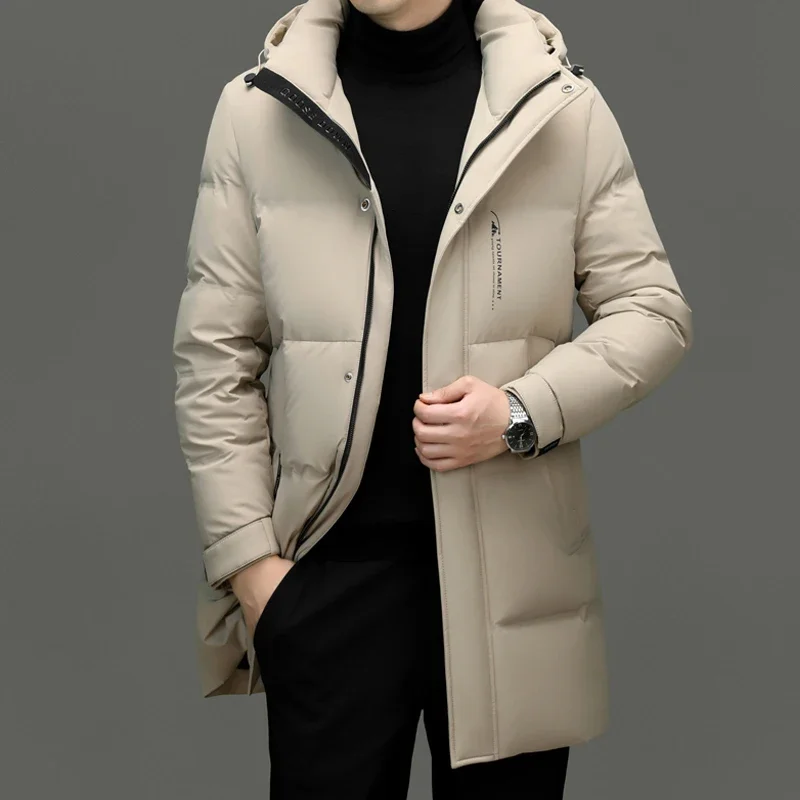 COZOK-Veste à Capuche Ultralégère en Duvet de Canard pour Homme, Manteau Long, Coupe-Vent, Vêtements de Styliste, Collection Hiver