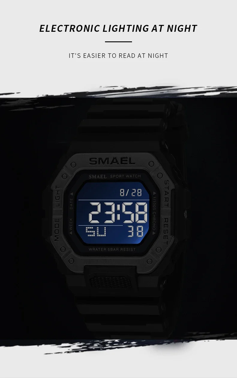 SMAEL Orologio Digitale Sportivo Da Uomo Con Schermo A